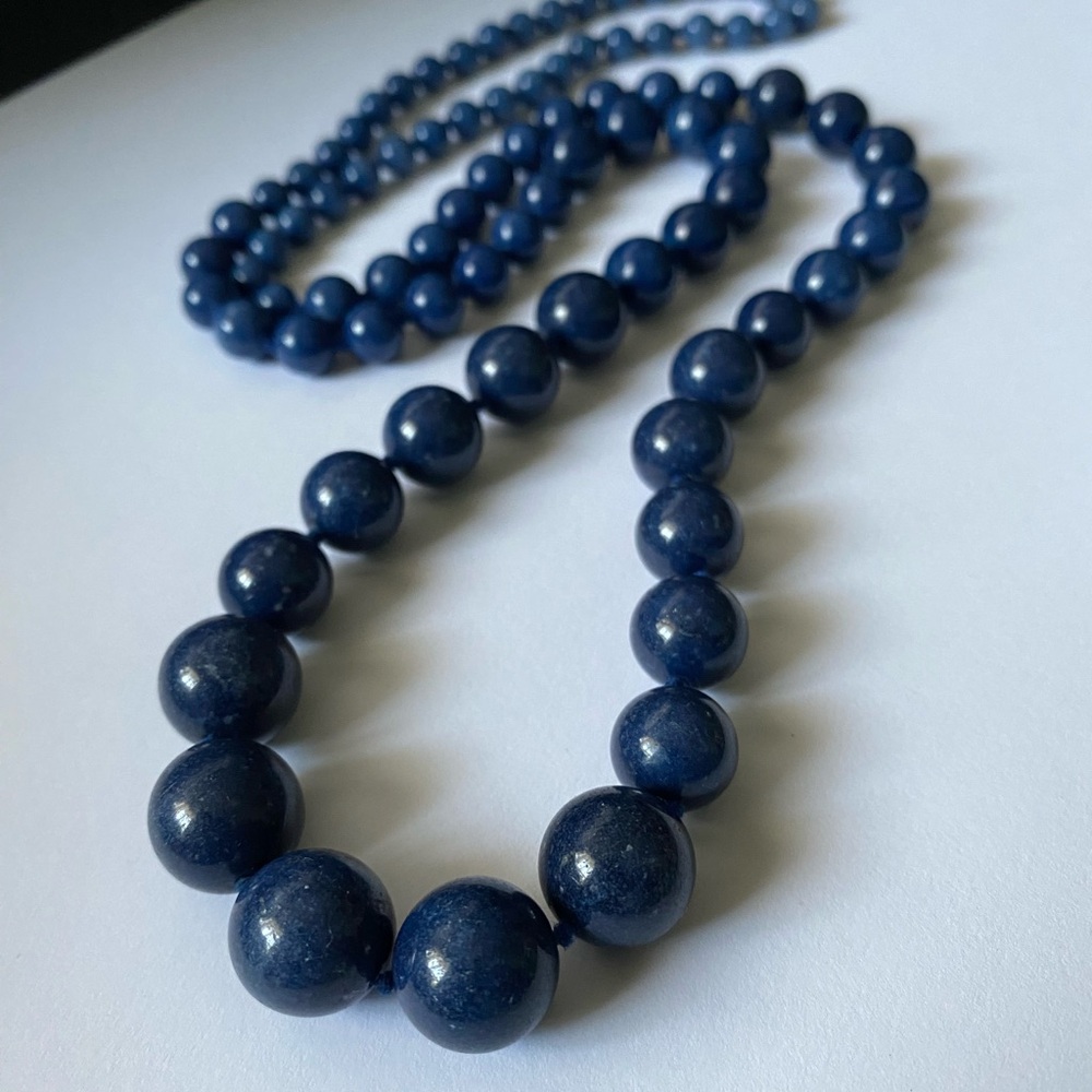 Vintage Lapis Lazuli Stone Graduated Beaded Long Necklace